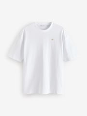 White Embroidery Logo Relaxed Fit Heavyweight 100% Cotton T-Shirt - Image 5 of 7