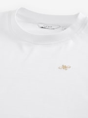 White Embroidery Logo Relaxed Fit Heavyweight 100% Cotton T-Shirt - Image 6 of 7