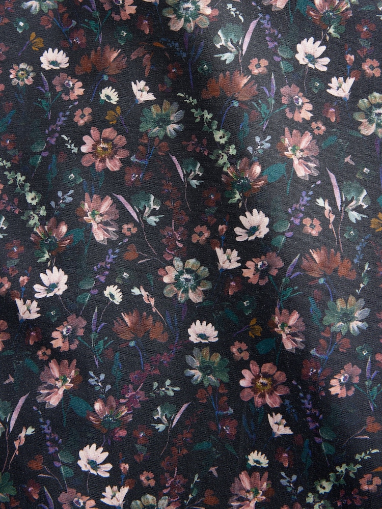 Navy Jacobean Floral Slim Fit 100% Cotton Long Sleeve Print Shirt - Image 7 of 7