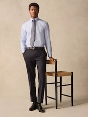Blue Dobby Regular Fit 100% Cotton Textured Shirt - Image 3 of 7