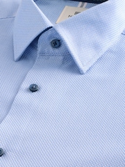 Blue Dobby Regular Fit 100% Cotton Textured Shirt - Image 6 of 7