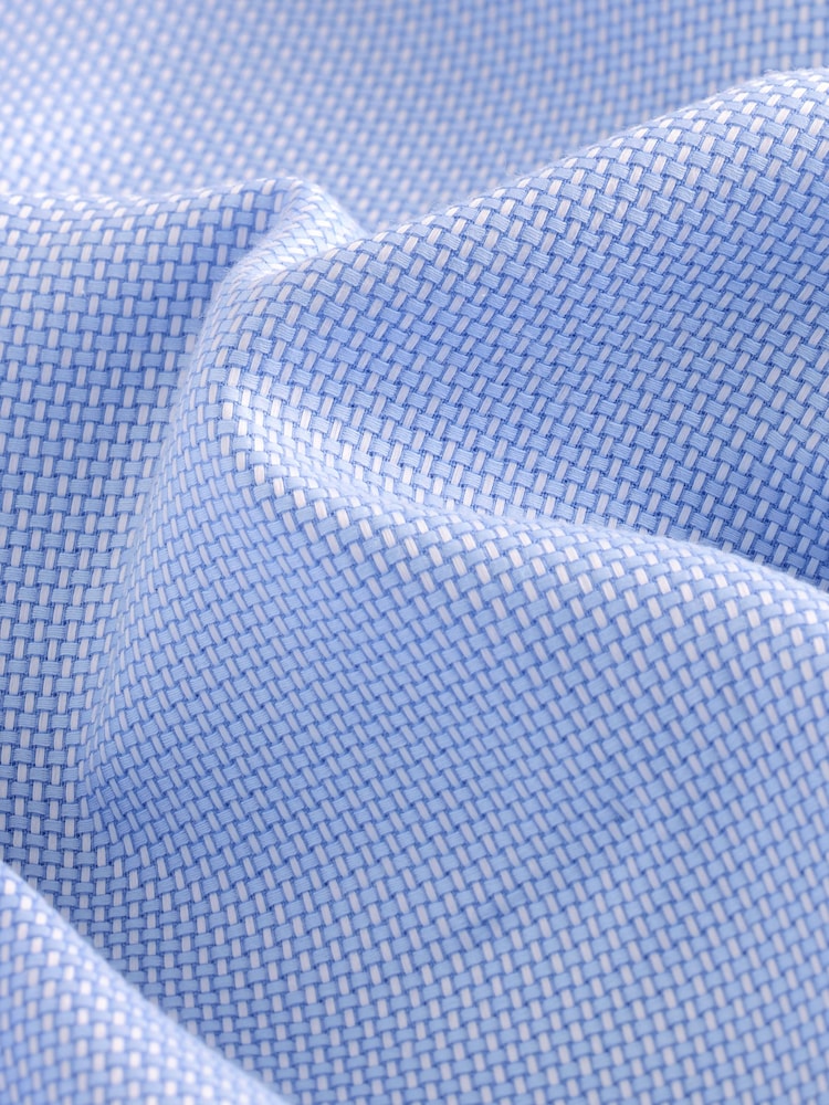 Blue Dobby Regular Fit 100% Cotton Textured Shirt - Image 7 of 7 Blue Dobby Regular Fit 100% Cotton Textured Shirt - Image 7 of 7