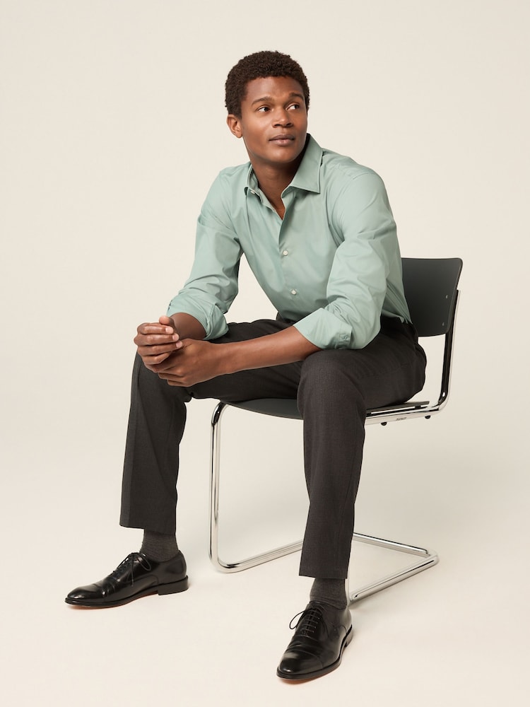 Seafoam Green Regular Fit Easy Care Single Cuff Smart Shirt - Image 2 of 7