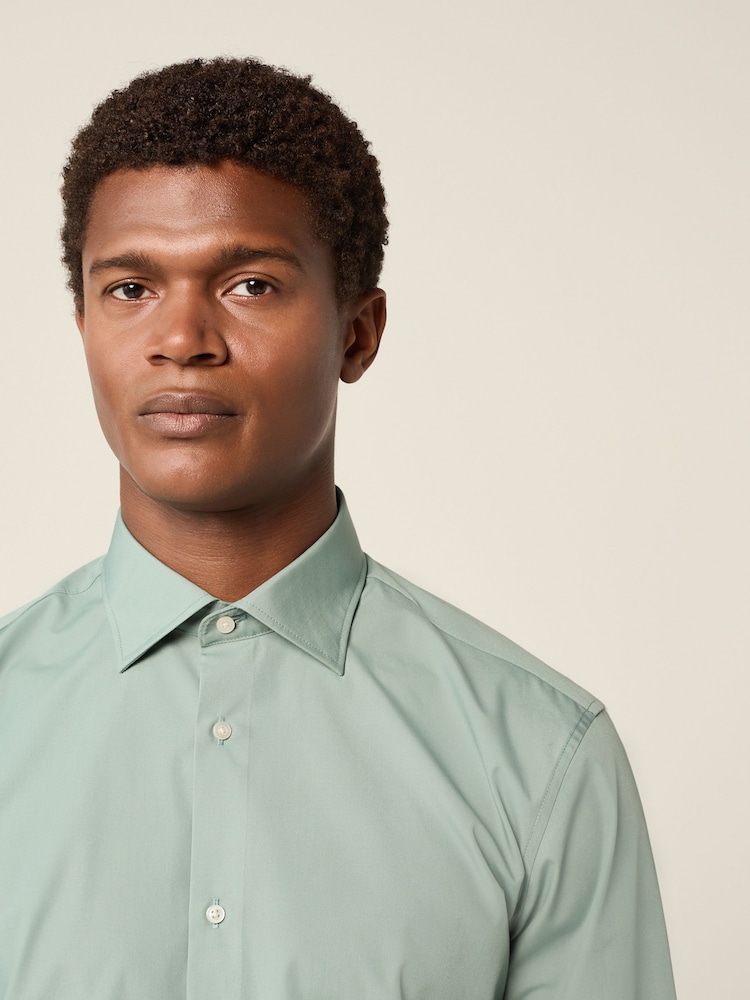 Seafoam Green Regular Fit Easy Care Single Cuff Smart Shirt - Image 4 of 7