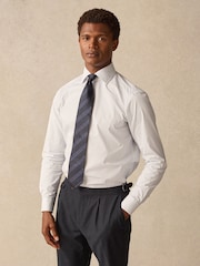 Neutral/Blue Stripe Slim Fit 100% Cotton Long Sleeve Shirt - Image 1 of 10