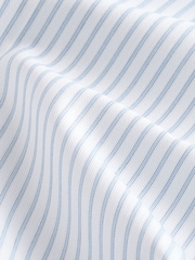 Neutral/Blue Stripe Slim Fit 100% Cotton Long Sleeve Shirt - Image 10 of 10