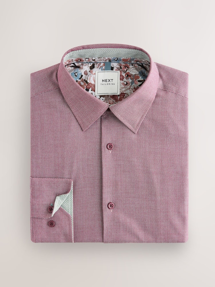 Dahlia Pink Regular Fit Trimmed Easy Care Single Cuff Oxford Shirt - Image 10 of 12