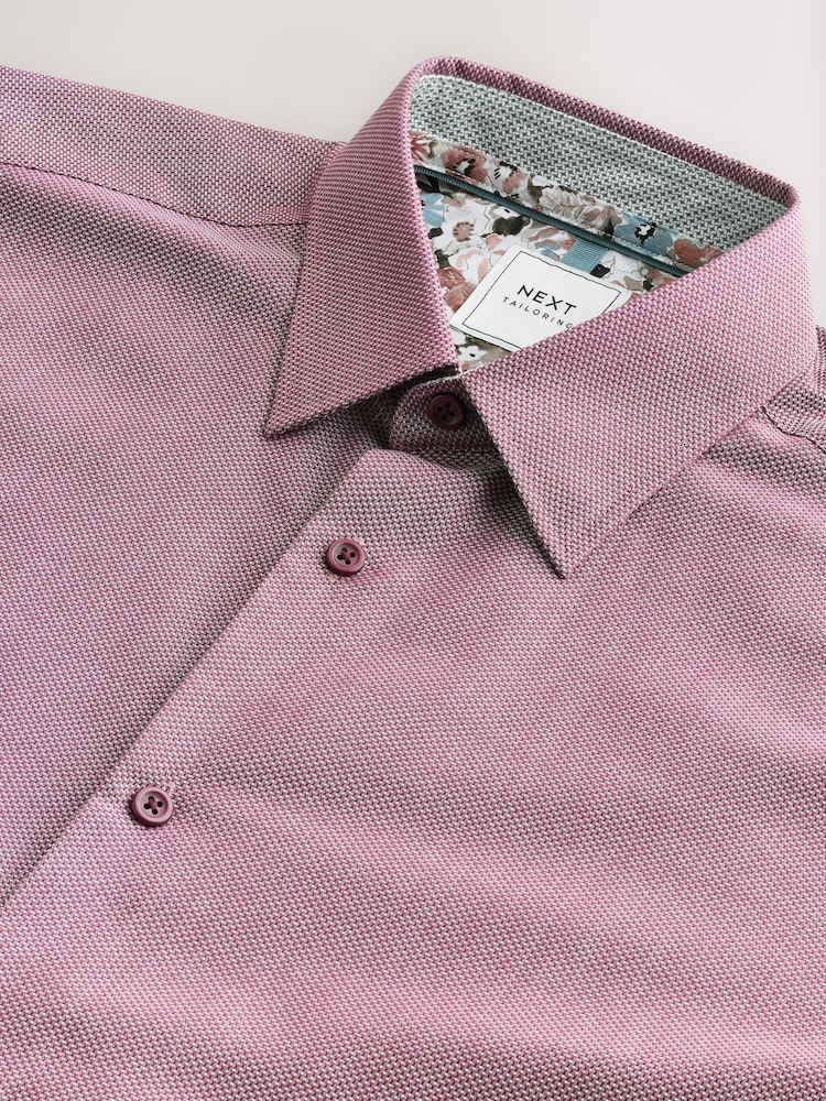 Dahlia Pink Regular Fit Trimmed Easy Care Single Cuff Oxford Shirt - Image 11 of 12