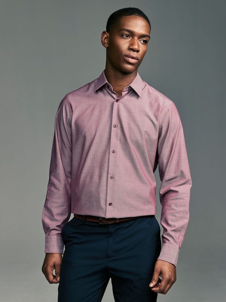 Dahlia Pink Regular Fit Trimmed Easy Care Single Cuff Oxford Shirt - Image 2 of 12
