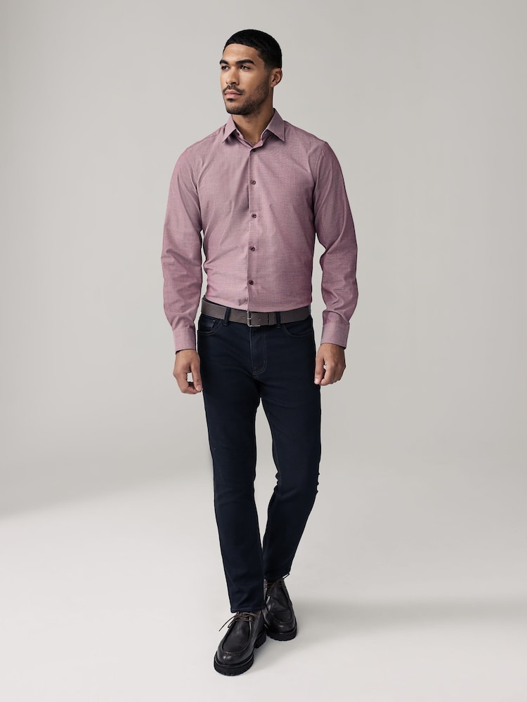 Dahlia Pink Regular Fit Trimmed Easy Care Single Cuff Oxford Shirt - Image 4 of 12