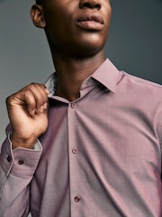 Dahlia Pink Regular Fit Trimmed Easy Care Single Cuff Oxford Shirt - Image 7 of 12