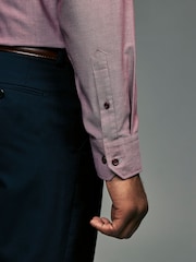 Dahlia Pink Regular Fit Trimmed Easy Care Single Cuff Oxford Shirt - Image 9 of 12