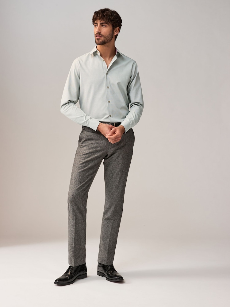 Sage Green Regular Fit Trimmed Easy Care Single Cuff Oxford Shirt - Image 4 of 9