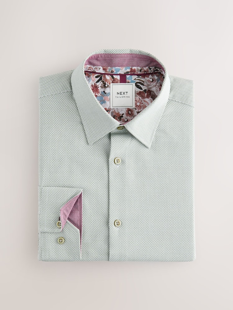 Sage Green Regular Fit Trimmed Easy Care Single Cuff Oxford Shirt - Image 7 of 9