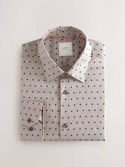 Neutral Polka Dot Slim Fit 100% Cotton Long Sleeve Print Shirt - Image 4 of 6