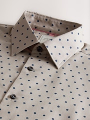 Neutral Polka Dot Slim Fit 100% Cotton Long Sleeve Print Shirt - Image 5 of 6