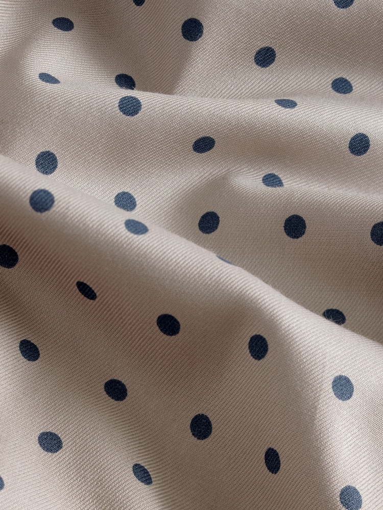 Neutral Polka Dot Slim Fit 100% Cotton Long Sleeve Print Shirt - Image 6 of 6