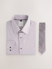 Damson Pink Slim Fit Shirt And Tie Set - Image 1 of 5