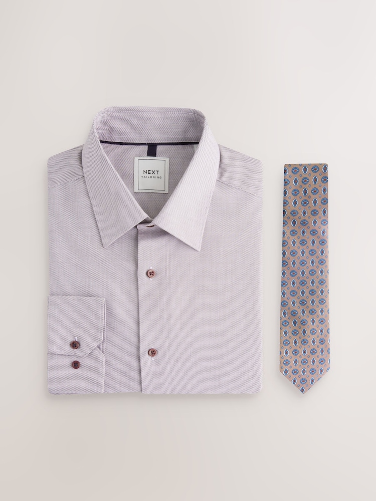 Damson Pink Slim Fit Shirt And Tie Set - Image 1 of 5