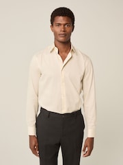 Ivory White Regular Fit Easy Care Textured Single Cuff Smart Shirt - Image 1 of 4