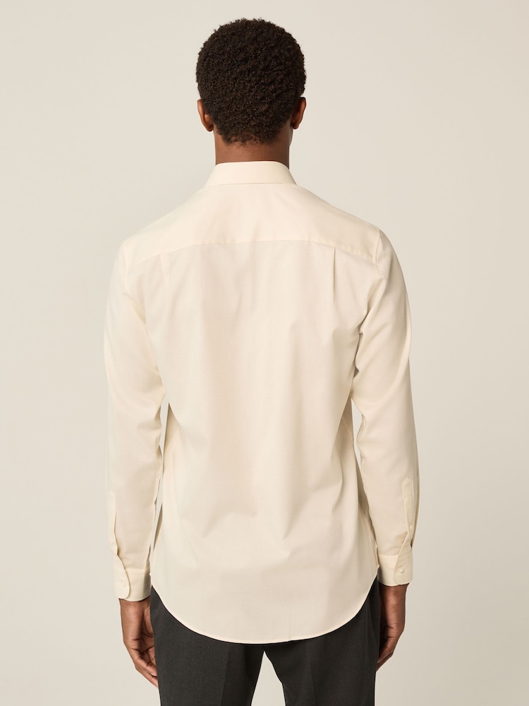 Ivory White Regular Fit Easy Care Textured Single Cuff Smart Shirt - Image 2 of 4