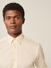 Ivory White Regular Fit Easy Care Textured Single Cuff Smart Shirt - Image 4 of 4