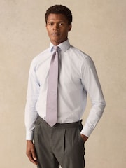 Blue Stripe Slim Fit 100% Cotton Long Sleeve Shirt - Image 1 of 11