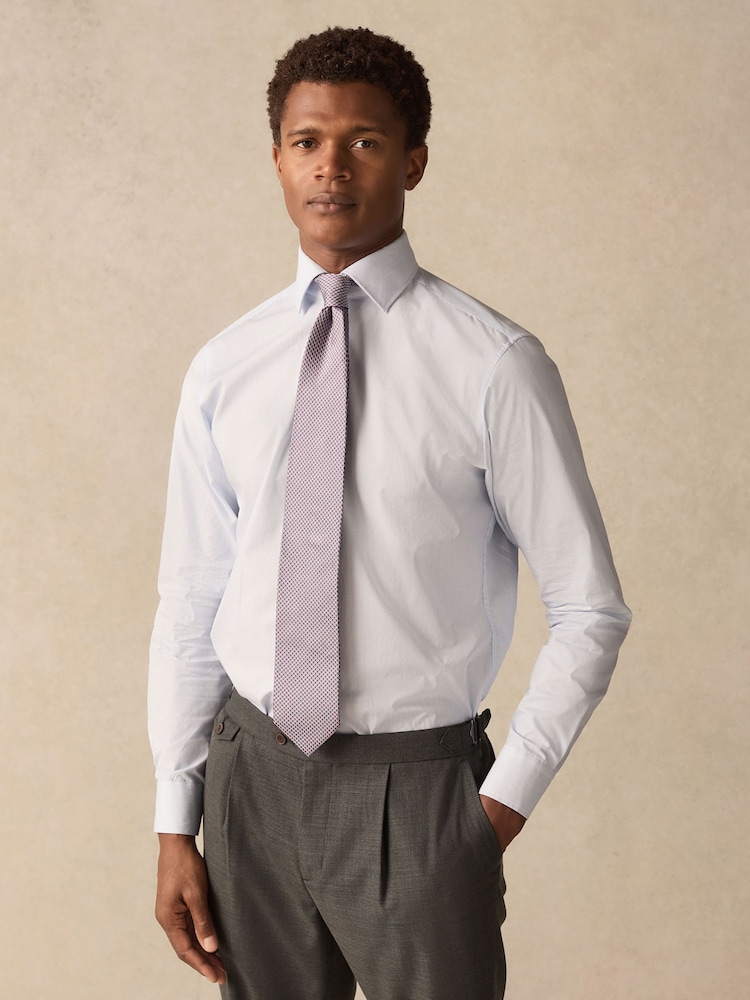 Blue Stripe Slim Fit 100% Cotton Long Sleeve Shirt - Image 1 of 11