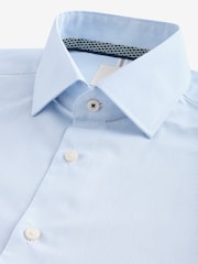 Blue Stripe Slim Fit 100% Cotton Long Sleeve Shirt - Image 10 of 11