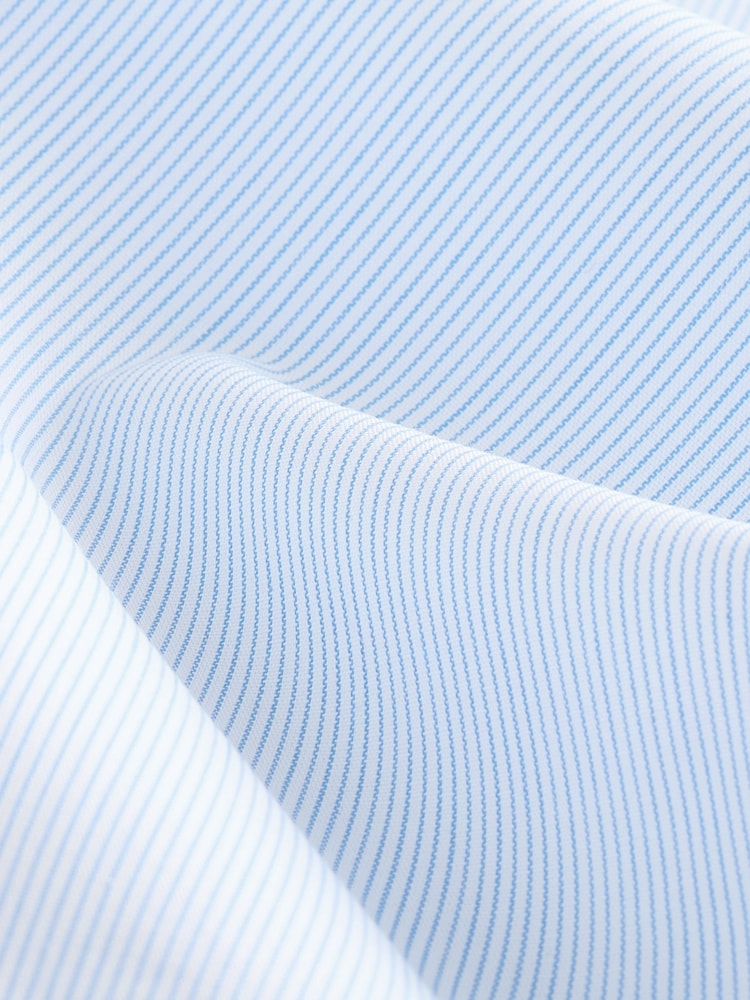 Blue Stripe Slim Fit 100% Cotton Long Sleeve Shirt - Image 11 of 11