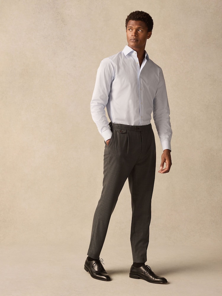 Blue Stripe Slim Fit 100% Cotton Long Sleeve Shirt - Image 2 of 11