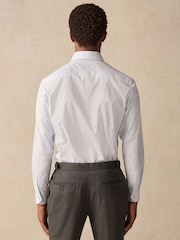 Blue Stripe Slim Fit 100% Cotton Long Sleeve Shirt - Image 3 of 11