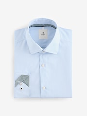 Blue Stripe Slim Fit 100% Cotton Long Sleeve Shirt - Image 9 of 11