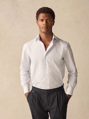 Blue Mini Grid Check Regular Fit 100% Cotton Long Sleeve Shirt - Image 5 of 10