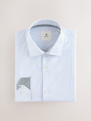Blue Mini Grid Check Regular Fit 100% Cotton Long Sleeve Shirt - Image 8 of 10