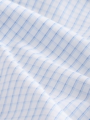 Blue Mini Grid Check Regular Fit 100% Cotton Long Sleeve Shirt - Image 9 of 10