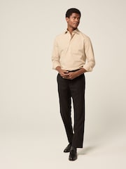 Neutral Brown Slim Fit Easy Care Single Cuff Smart Shirt - Image 4 of 6