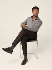 Gris foncé - Slim Fit (Slim Fit) - Chemise élégante texturée facile d’entretien à poignets simples - Image 3 of 7
