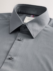 Gris foncé - Slim Fit (Slim Fit) - Chemise élégante texturée facile d’entretien à poignets simples - Image 6 of 7