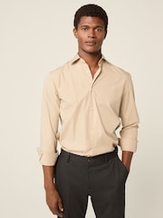 Neutral Brown Regular Fit Easy Care Single Cuff Smart Shirt - Image 1 of 7