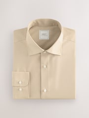 Neutral Brown Regular Fit Easy Care Single Cuff Smart Shirt - Image 2 of 7
