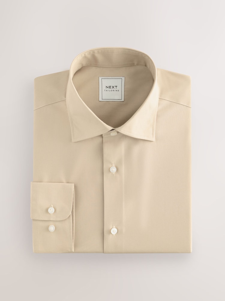 Neutral Brown Regular Fit Easy Care Single Cuff Smart Shirt - Image 2 of 7