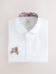 White Slim Fit 100% Cotton Textured Twill Shirt - Image 2 of 10