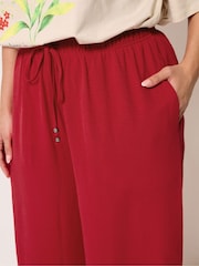 Yours Curve Red Washed Twill Wide Leg Trousers - Image 4 of 5