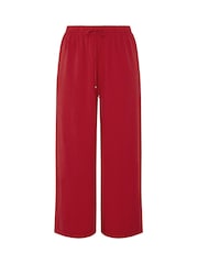 Yours Curve Red Washed Twill Wide Leg Trousers - Image 5 of 5