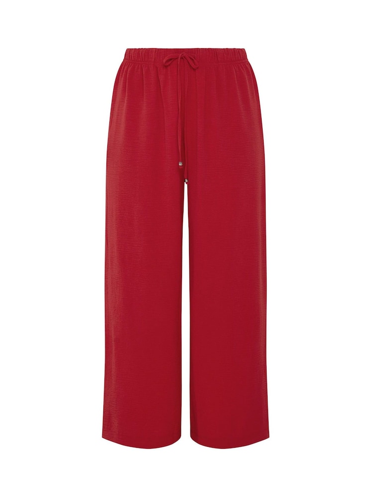 Yours Curve Red Washed Twill Wide Leg Trousers - Image 5 of 5 Yours Curve Red Washed Twill Wide Leg Trousers - Image 5 of 5