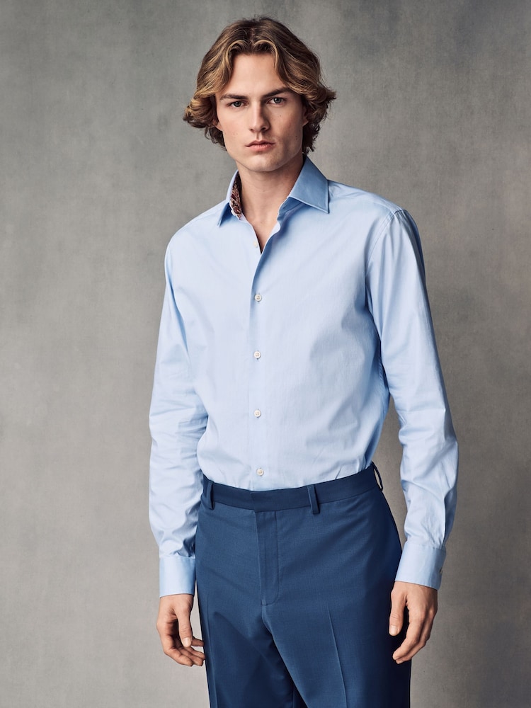 Синий - 100% Cotton Textured Twill Shirt - Изображение 1 из 8