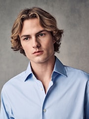 Синий - 100% Cotton Textured Twill Shirt - Изображение 3 из 8