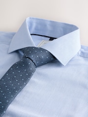 White/Blue Polka Dot Slim Fit Occasion Shirt And Tie Pack - Image 1 of 1
