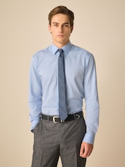 White/Blue Polka Dot Slim Fit Occasion Shirt And Tie Pack - Image 2 of 7